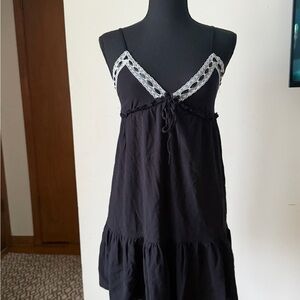 Aeropostale Black Chemise with White Lace Detail